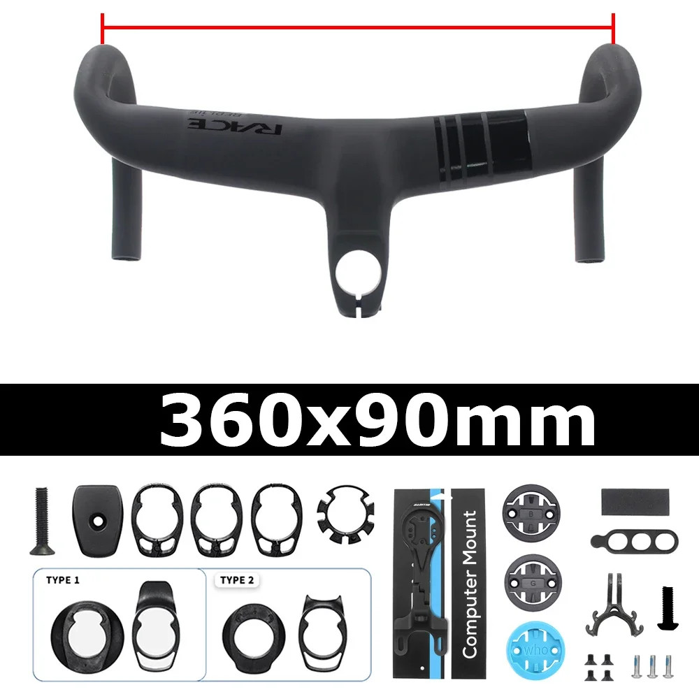 Full Carbon Internal Cable Integrated Road Bike Handlebar -10 Degree 360-420mm