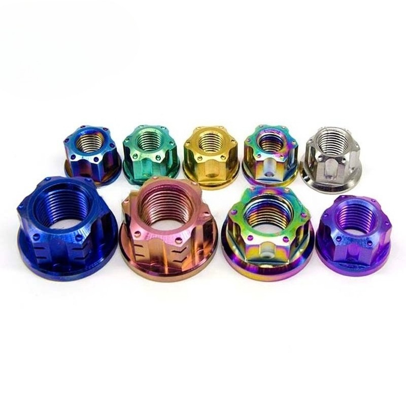 Titanium Nut M6 M8 M10 M12 M14 M16 M20 Ti Flange Nuts for Motorcycle Rear Axle