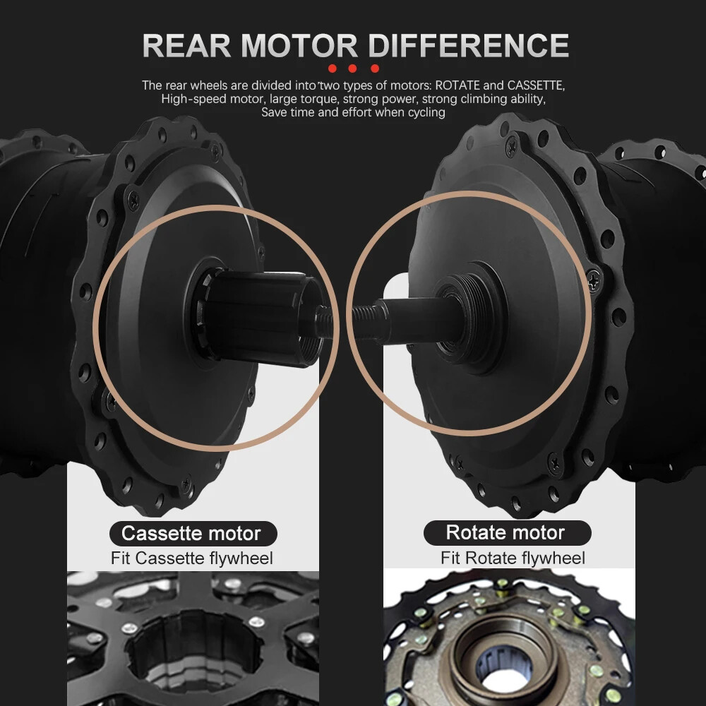 20 24 26er Snow Ebike Fat Motor 48V 750W Brushless Gear Front Rear Hub Motor