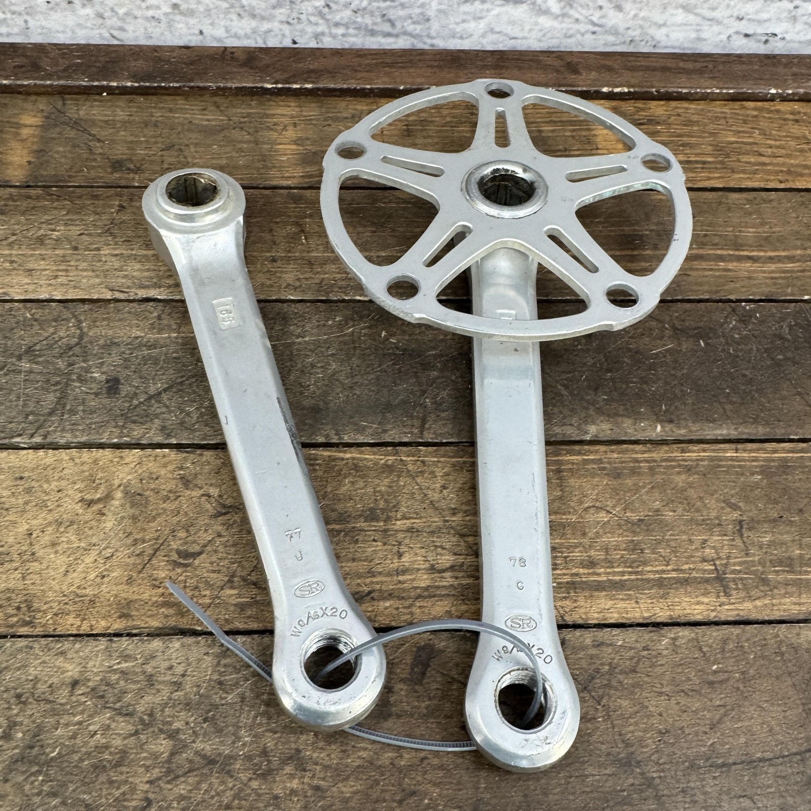 Vintage SR Raleigh Crankset 165mm 118 BCD Alloy Modified Single Square Taper