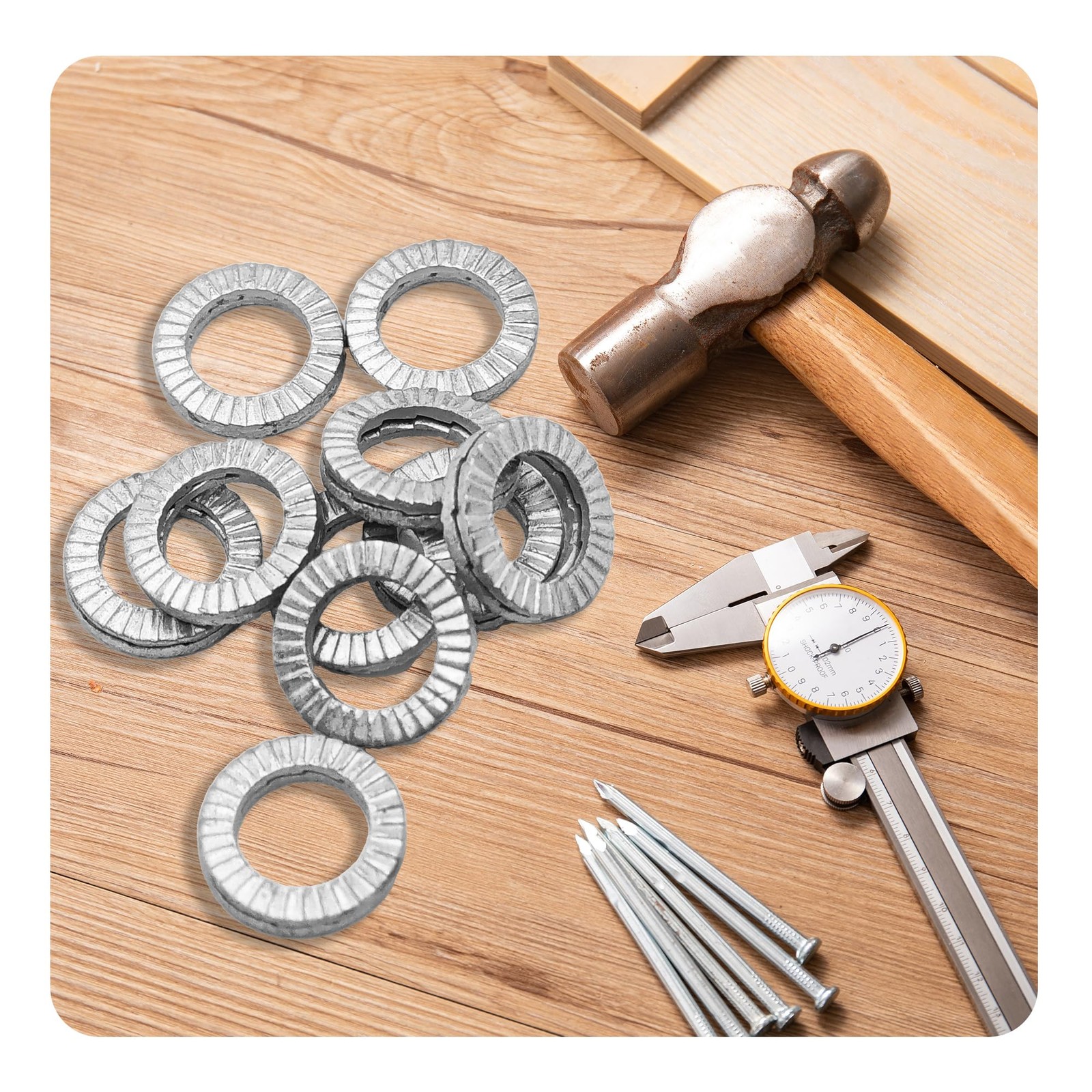Runseaway 50Pcs M8 Wedge Lock Washers, Vibration Proof Manganese Steel Lock W…