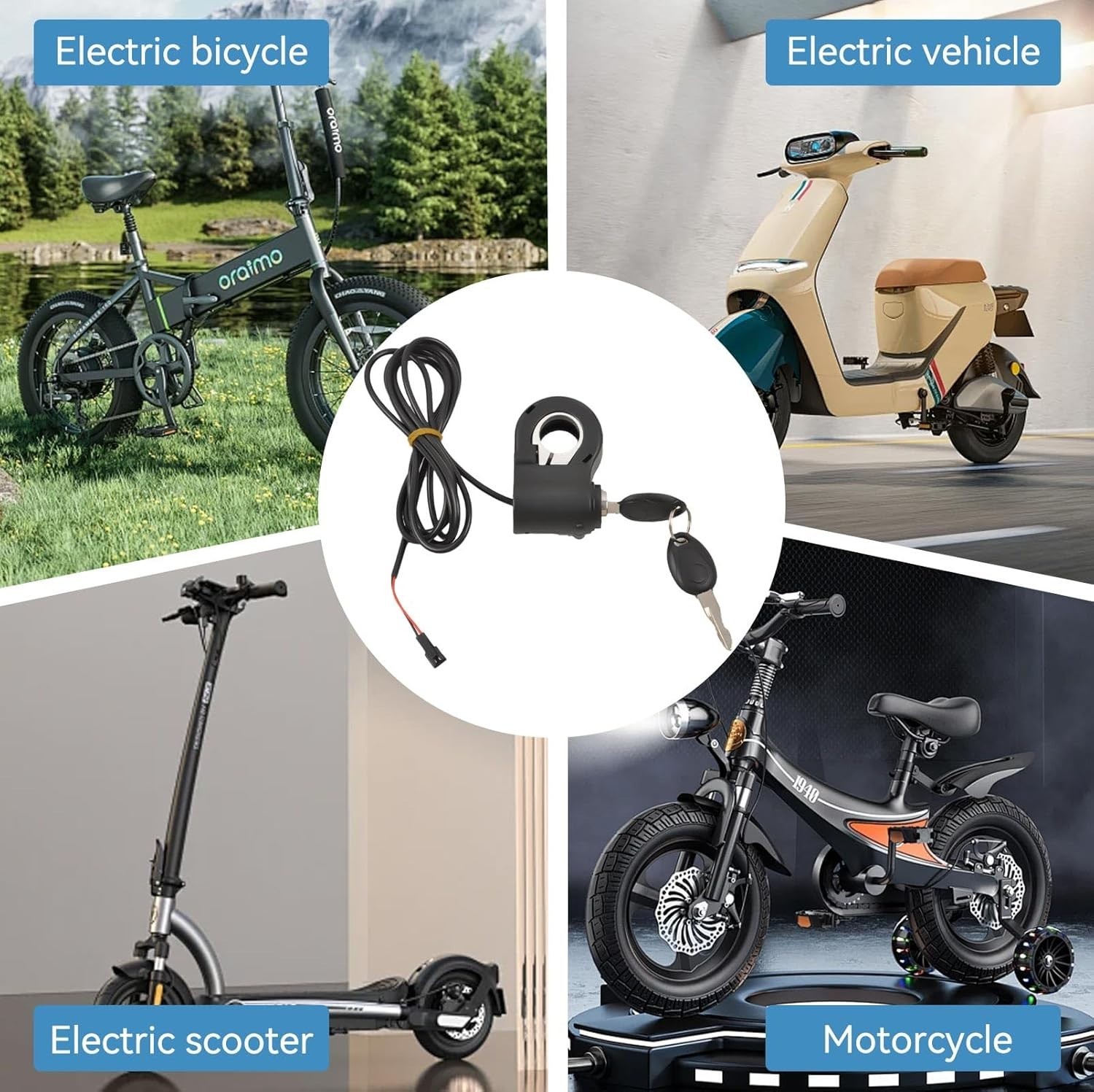E-Bike Thumb Throttle with Key Ignition Switch for Effortless Control