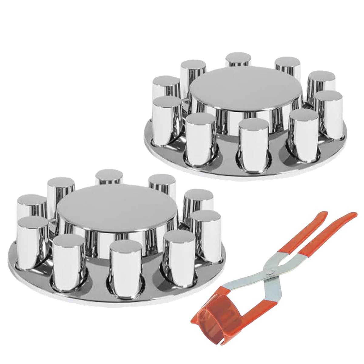 33mm Chrome ABS Axle Cover Complete Set with Removable Chrome Hubcaps and Screws