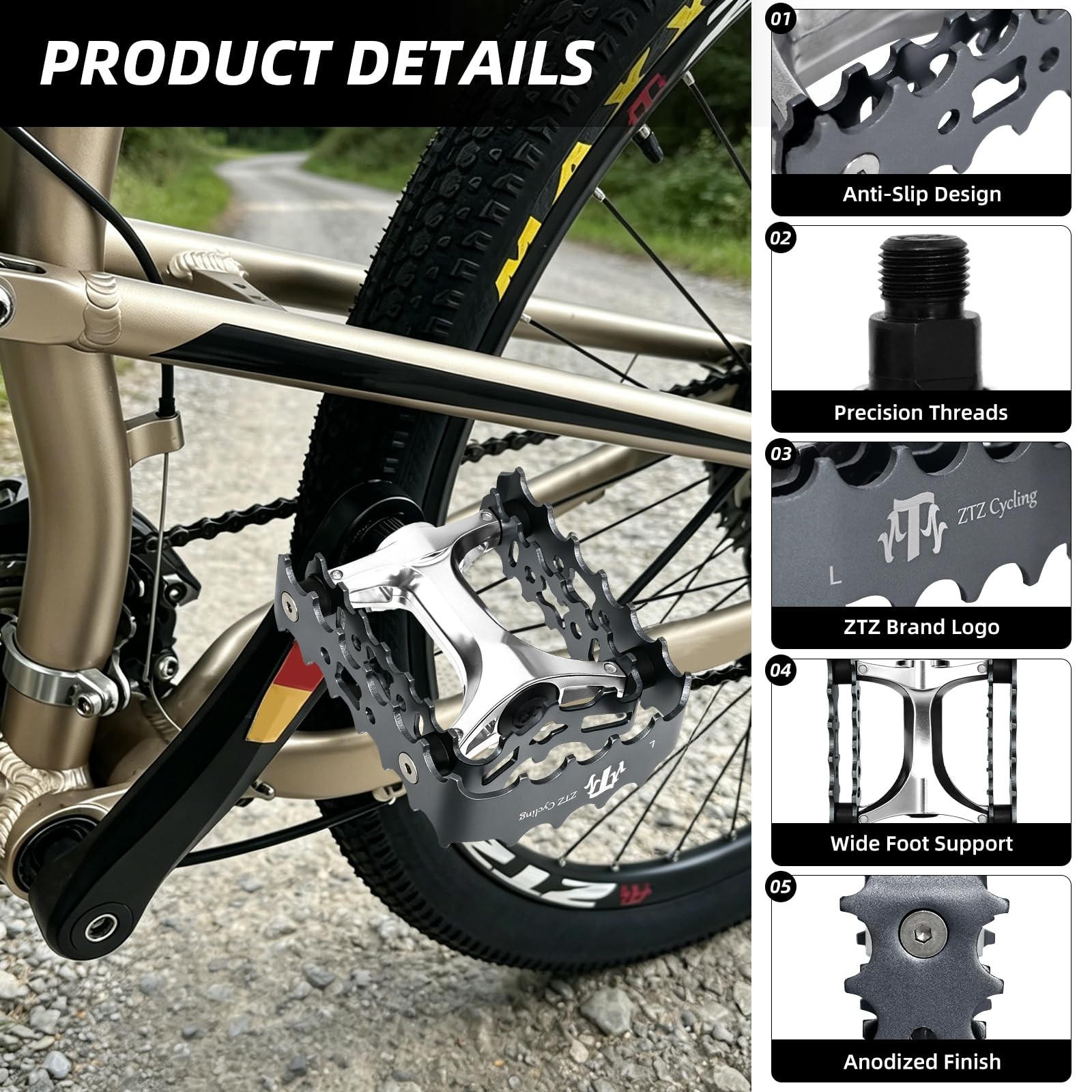 MTB Pedals Mountain Bike Pedals 9/16 Sealed Bearing,Aluminum Antiskid Durable…