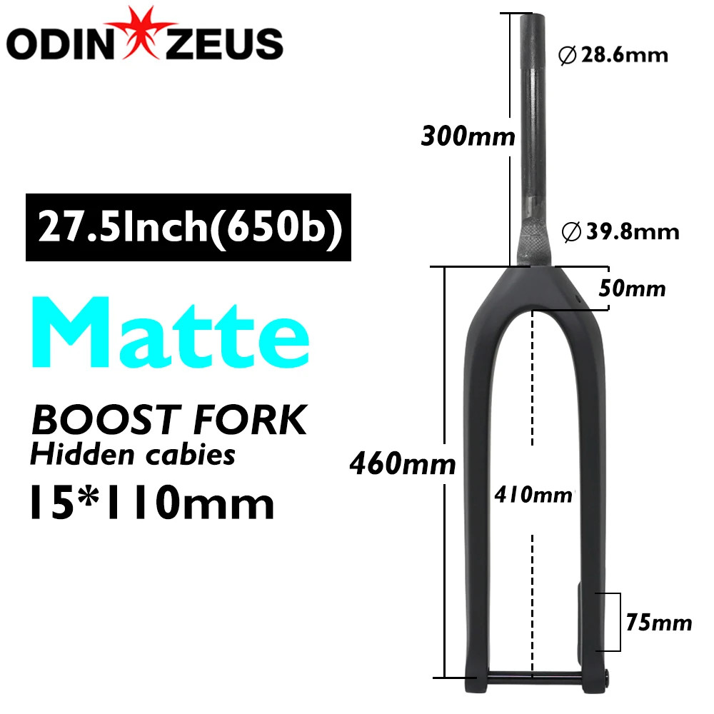 26/27.5/29 Inches Carbon Fiber MTB Boost Thru Axle Rigid Fork 15*110mm Tapered