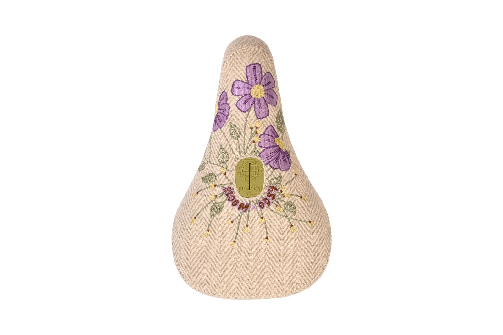 ODYSSEY x Bloom Fat Pivotal BMX Saddle – 241x139mm Cream Corduroy/Flowers