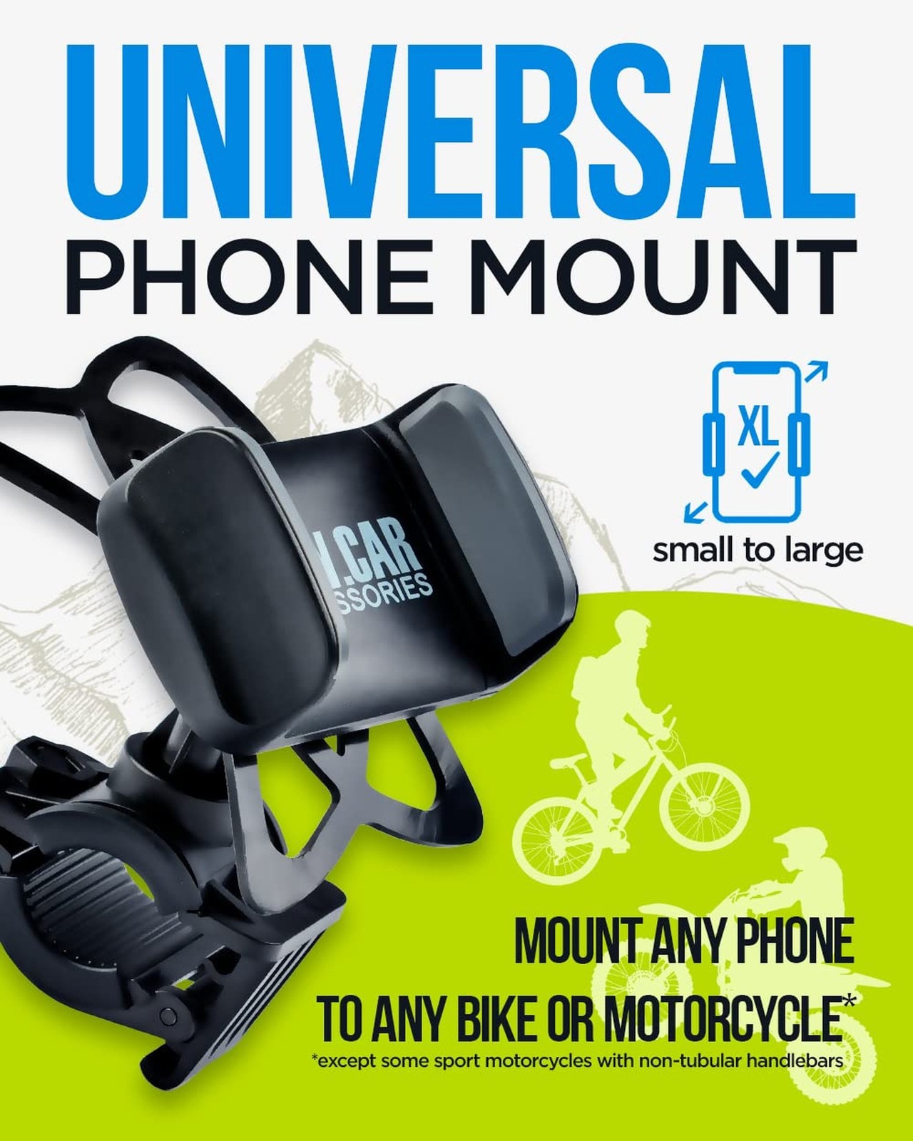 Bike & Motorcycle Phone Mount – for iPhone 16 Pro Max (15, 14, SE, Plus), Gal…