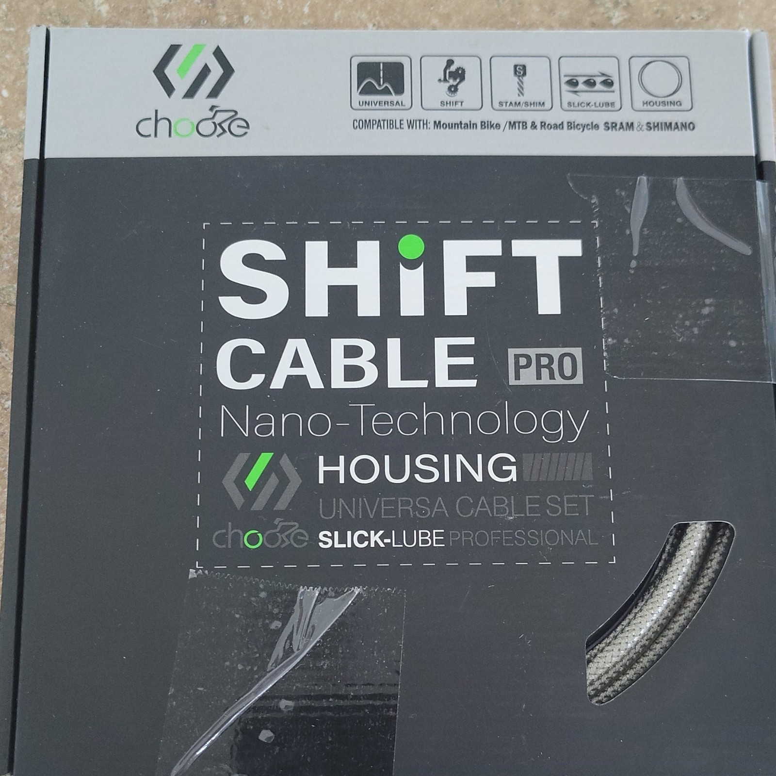 Choose Shift Cable Pro Set SRAM/Shimano Road/MTB Front/Rear Silver 2pc