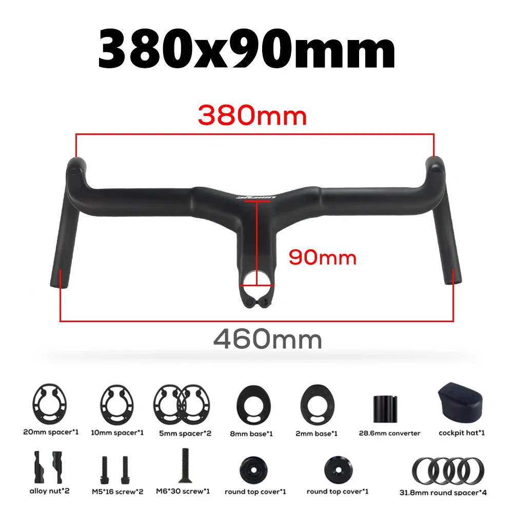 Full Carbon Fiber Integrated Road Bicycle Handlebar -6 Degree 31.8mm Clamp