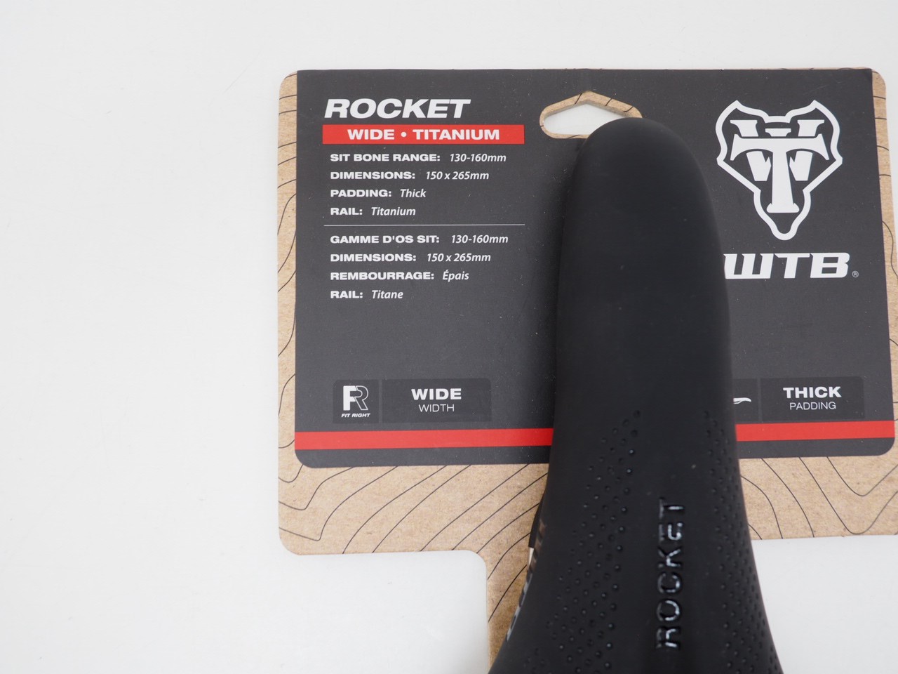 WTB Rocket Wide Mountain Bike Saddle Titainium Rails 150 x 265mm Black