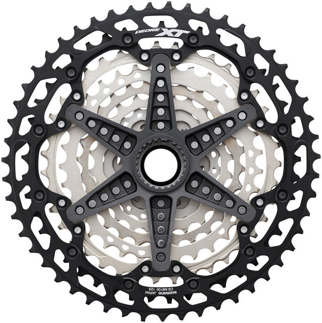 Shimano XT CS-M8100 Cassette – 12-Speed, 10-45t, Silver/Black, Micro Spline