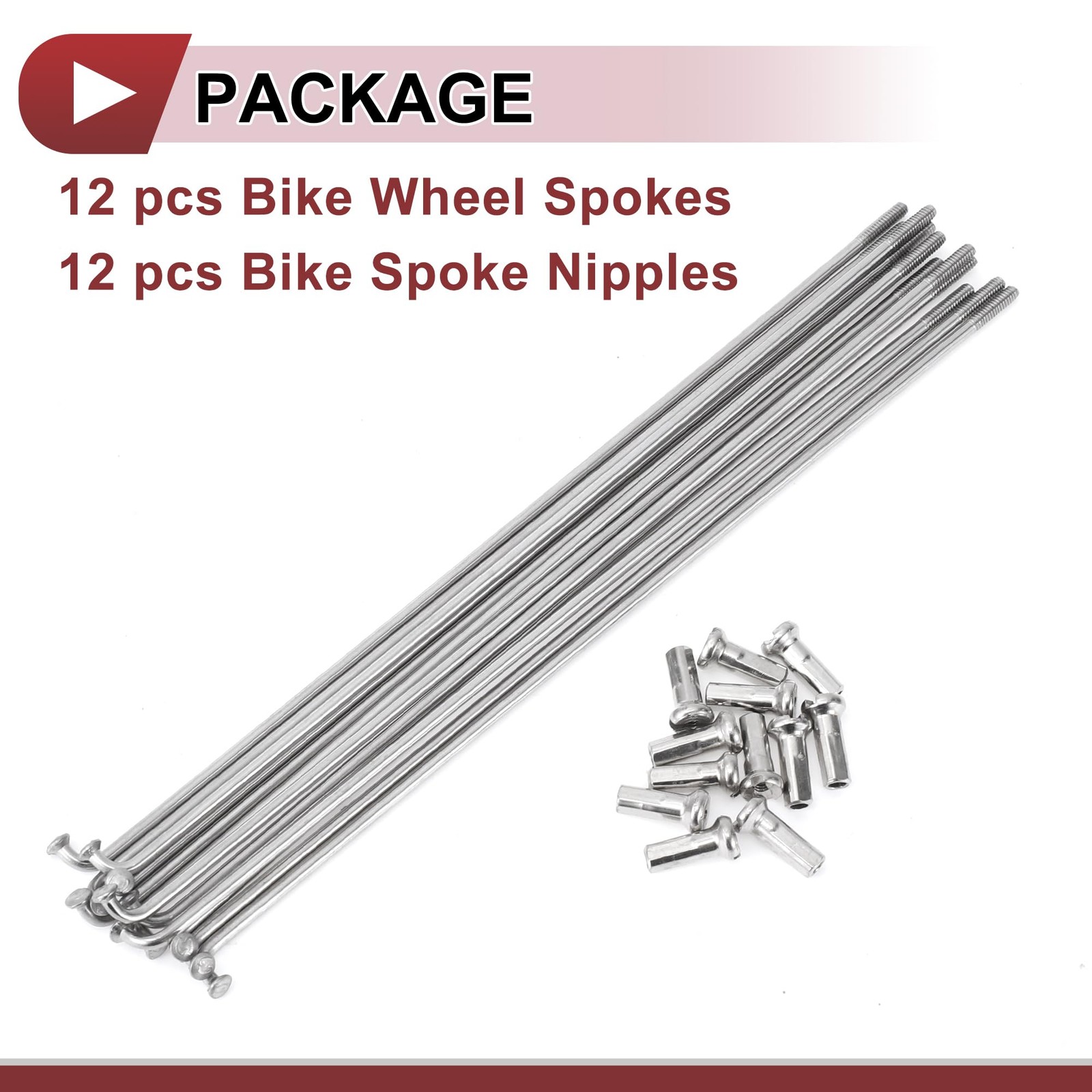12 Set 14G Bicycle Spokes Wheel Rims Steel Wire Nipples Repair Replacement