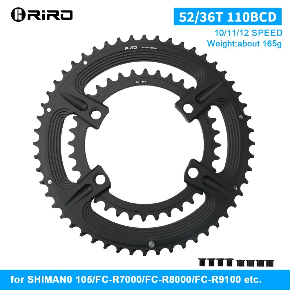 Road Bike 4 Bolt 110BCD Chainring 50-34T 52-36T 53-39T Crankset Round Chainwheel