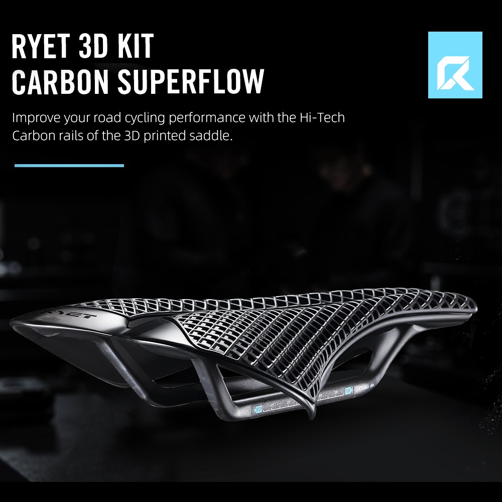 RYET Ultralight Carbon Bike Saddle 240x143mm 3D Printed Rail for Road MTB Gravel