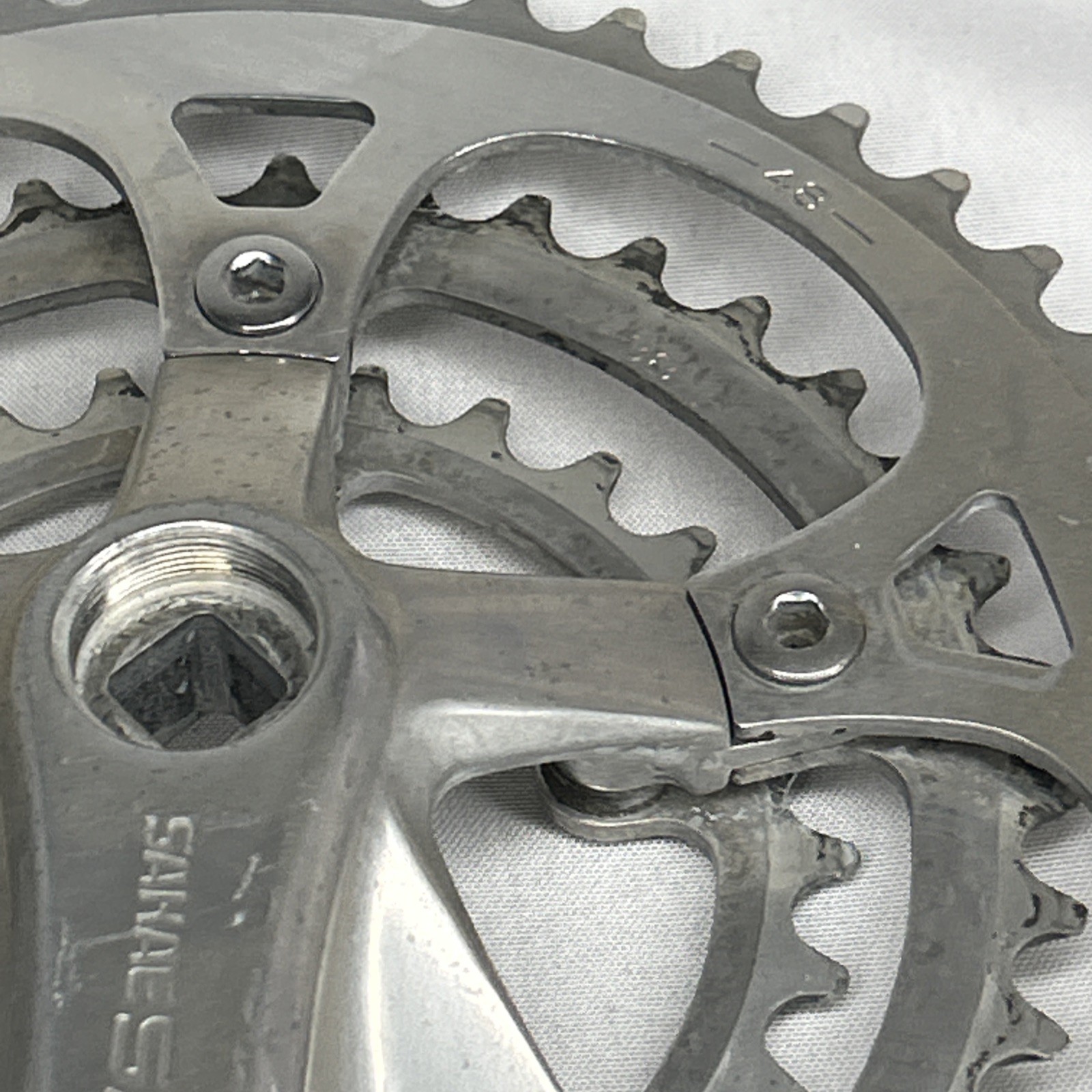 Vintage SR Sakae SA Crankset 175 mm 5-Bolt 110 BCD Square Taper Triple Silver