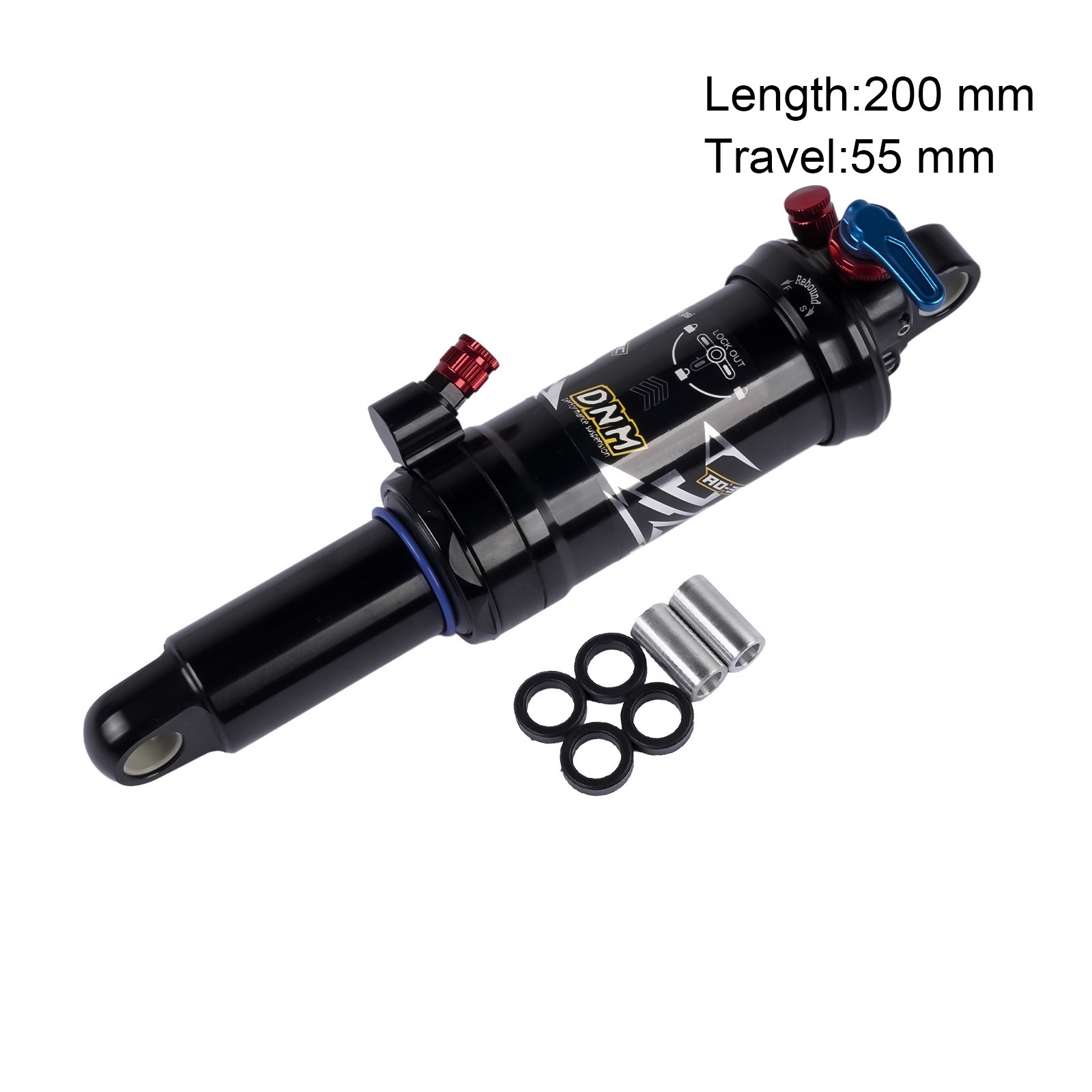 Mountain Bike Bicycle Air Suspension Rear Shock 165/190/200mm w/ 3-Step Lockout