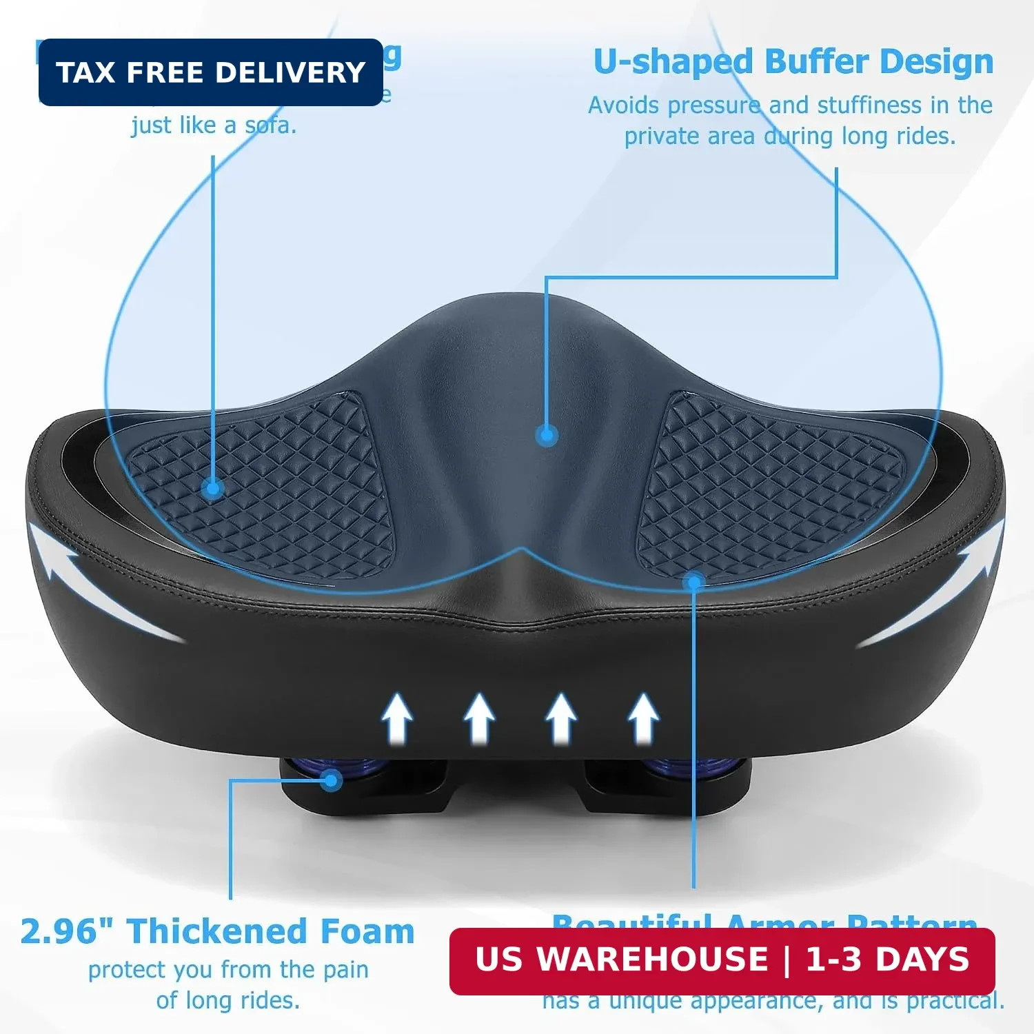 CDYWD New Noseless Bike Seat for Men Women Comfort, Extra Wide Soft Padded Bicyc