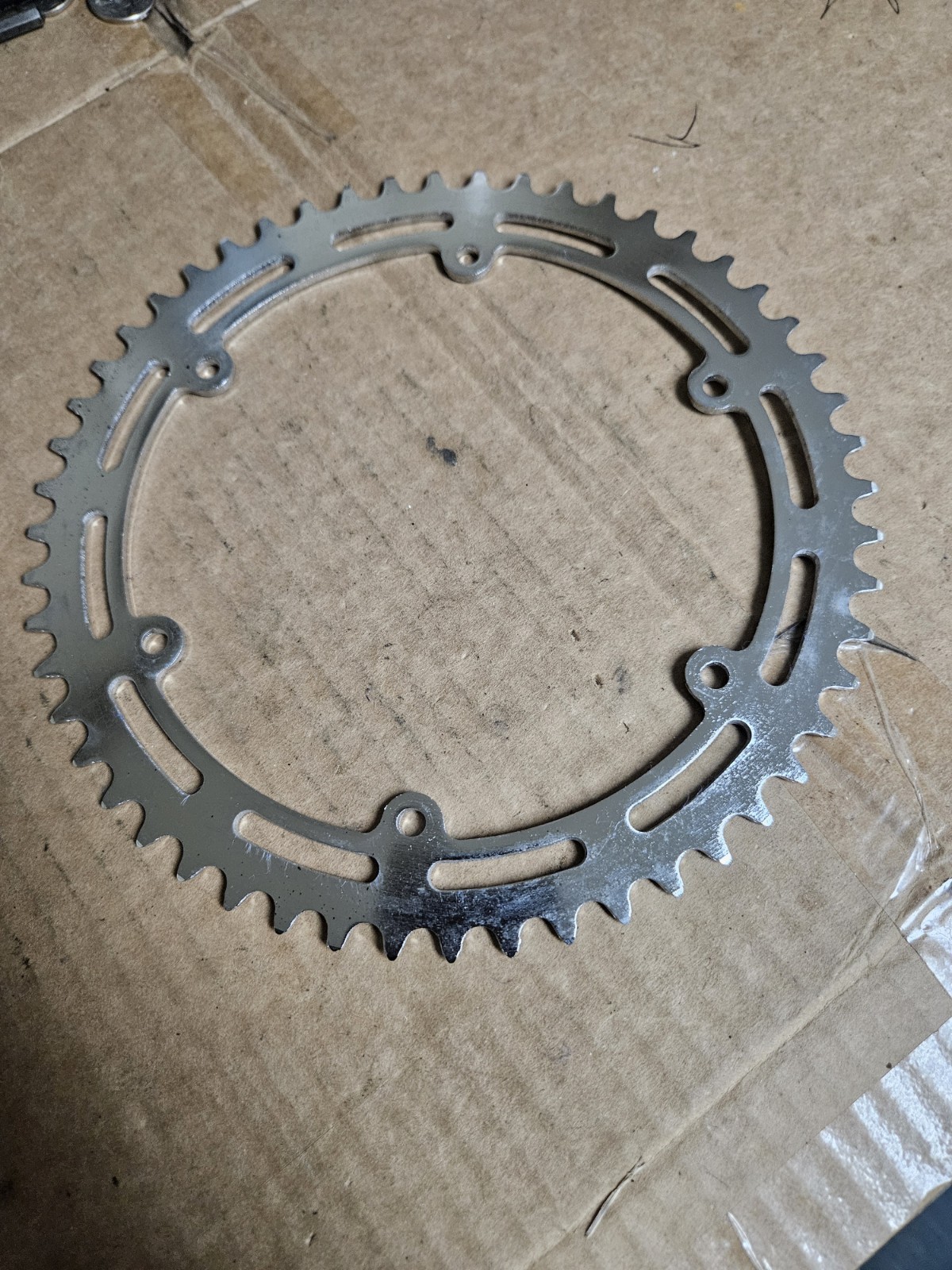 Vintage NOS 3 bolts Chainrings 52/47T for cottered crank, steel, Road 60s 70s