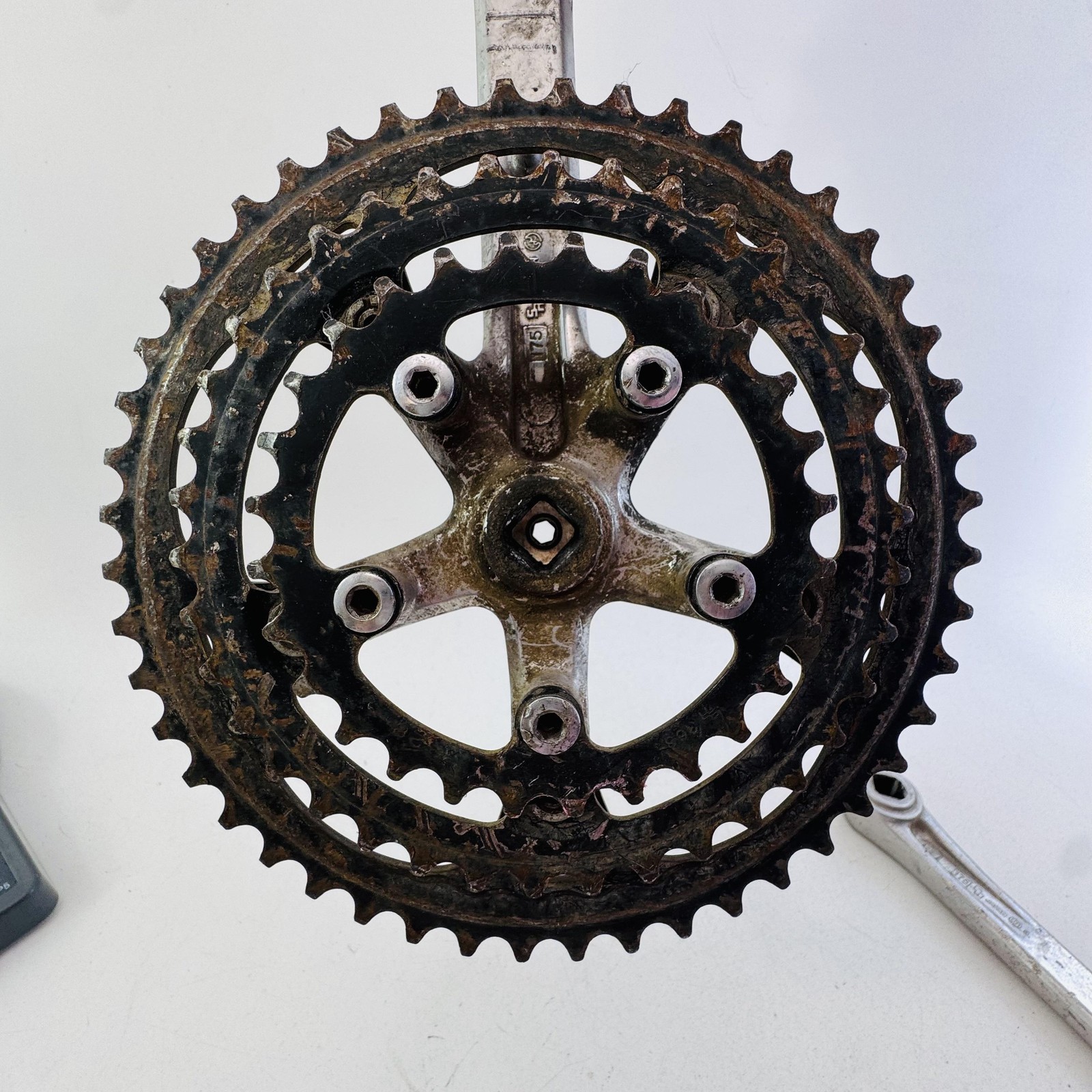 Vintage Sakae SX Triple Crankset 175mm 48/36/28T 110 BCD Silver MTB Bike A36