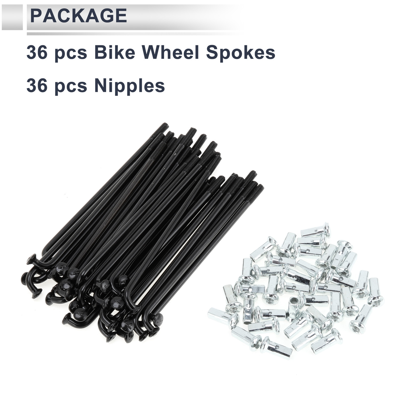1 Set 12G 74mm Length Bicycle Spokes Nipple Carbon Steel Black Universal
