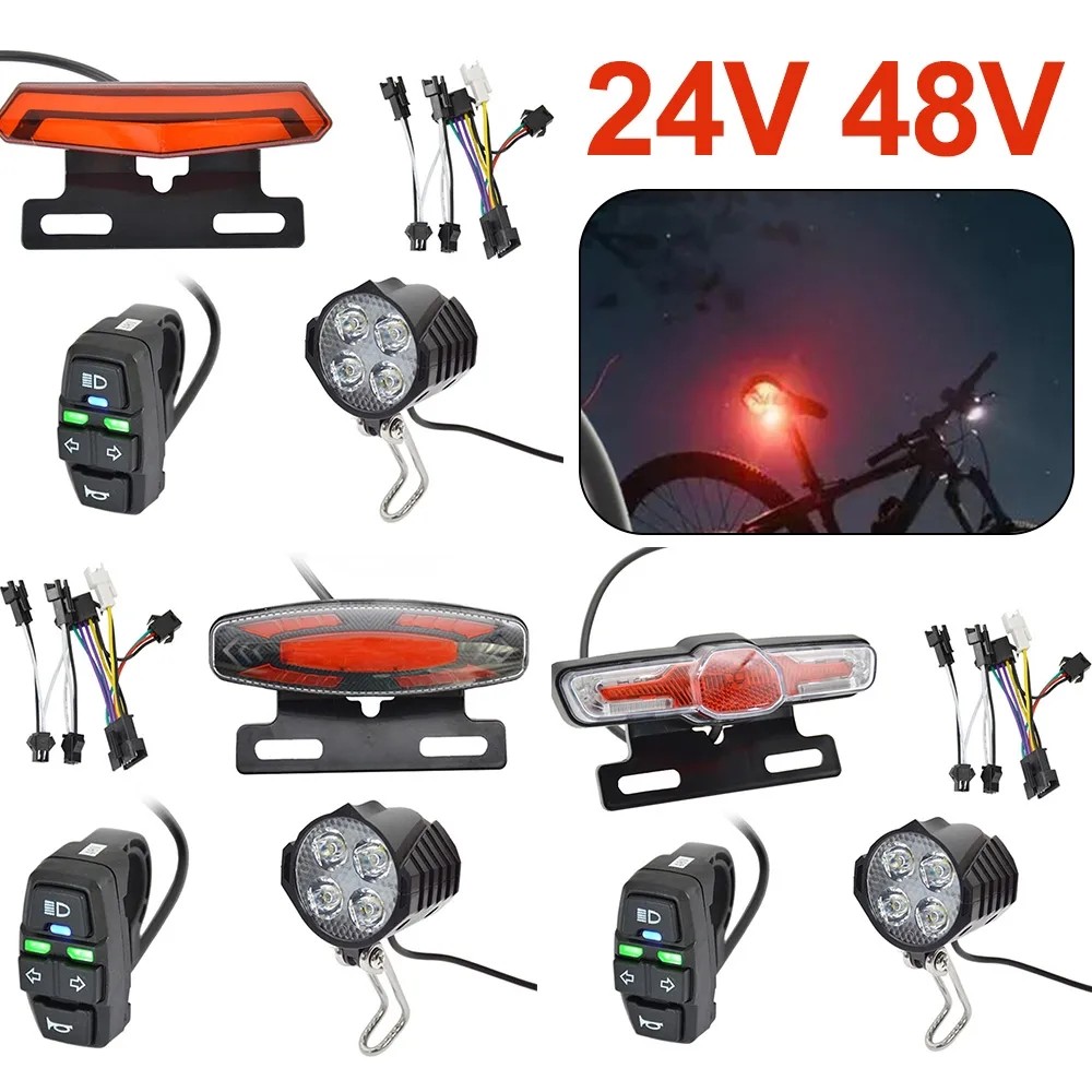 4-in-1 eBike LED Light Kit with Horn Turn Signals 24V-48V Waterproof Universal