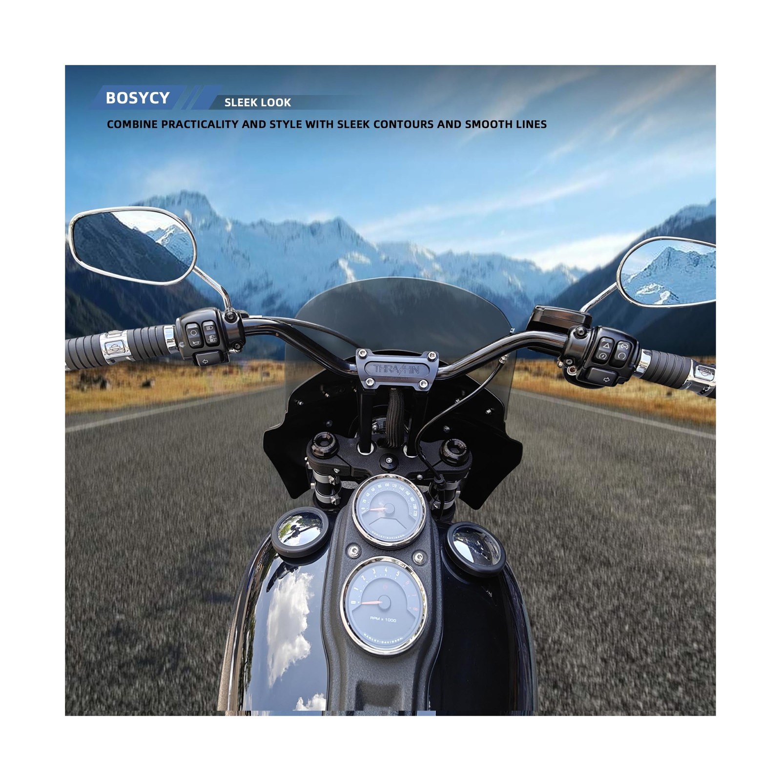 Motorcycle Fairing Windshield Kit, 5.75″ Headlight Fairing 11″ Smoked Motorbi…