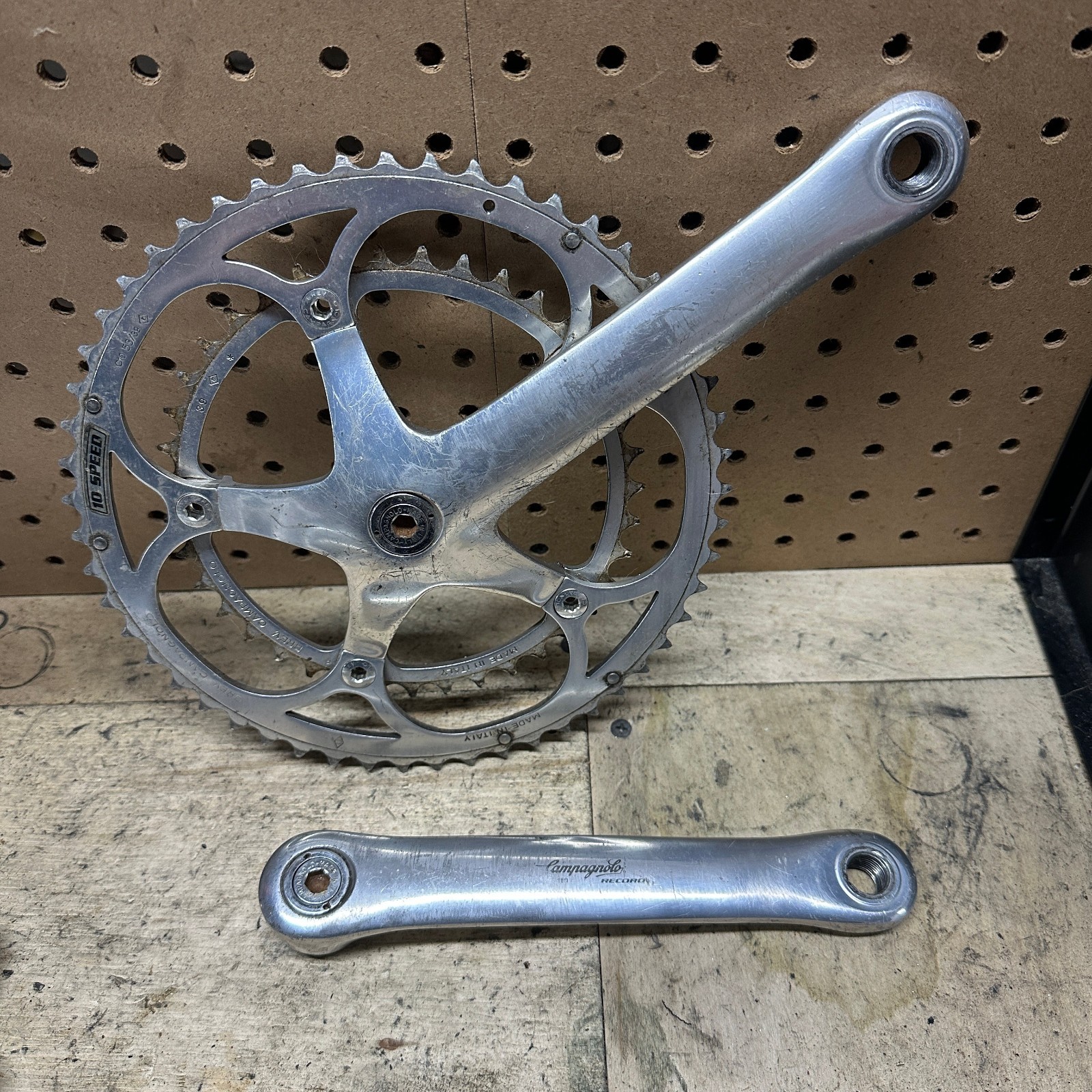 Vintage Campagnolo C Record Crankset 53/39 Tooth 180mm Cranks Italy Double Road