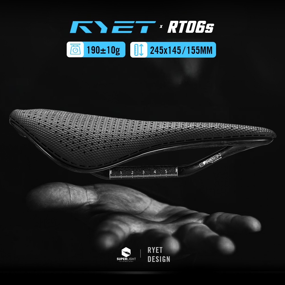 Ultralight RYET Carbon 3D Saddle 190g 145/155mm 7×9 Rails for Road MTB Gravel