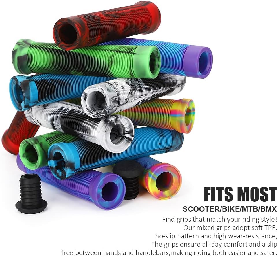 Scooter Grips – Mixed Color MTB & BMX Handlebar | 145mm 145mm, Rainbow