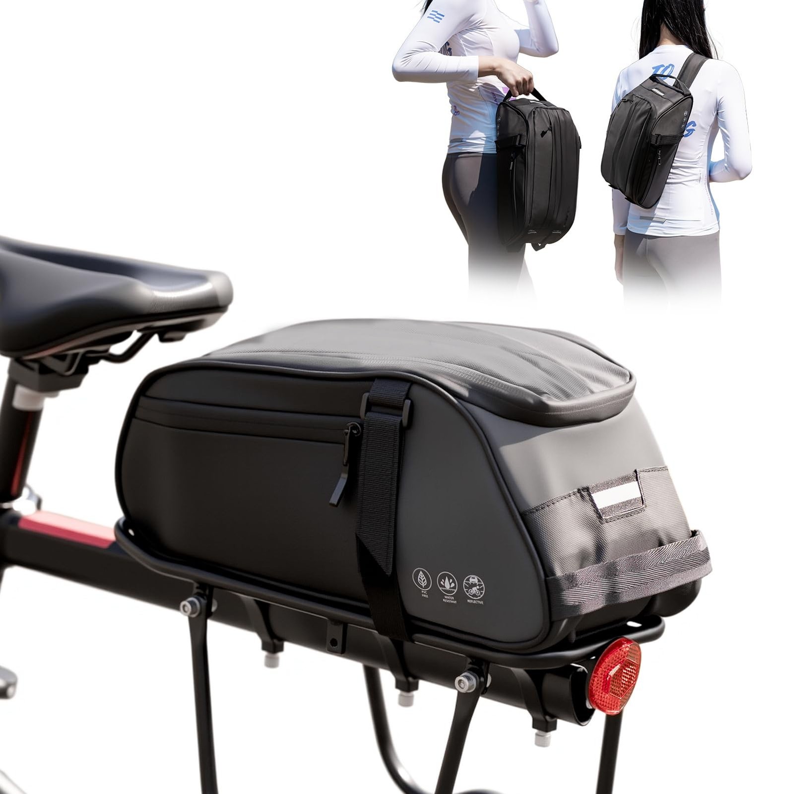 Bike Rack Bag, Reflective Waterproof Bike Bags for Bicycles Rear Rack, 8L Bik…
