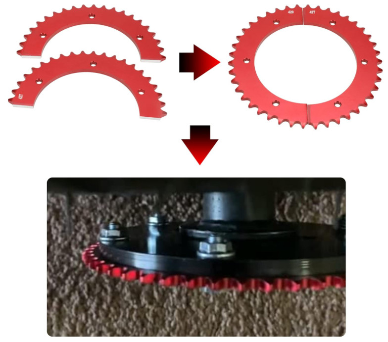 Universal Split Sprocket 420 Chain 42 Tooth Rear Drive Wheel Aluminum Sprocke…