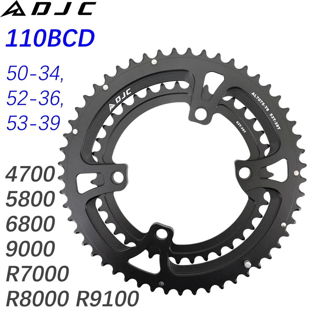 DJC Road Bike Chainring 110bcd 4 Bolts Mounting Oval Round 2x Double for Shimano