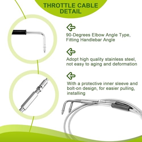 Throttle and Idle Cable Kit & Non-ABS Front Brake Line & Clutch 10″-12″ Chrome