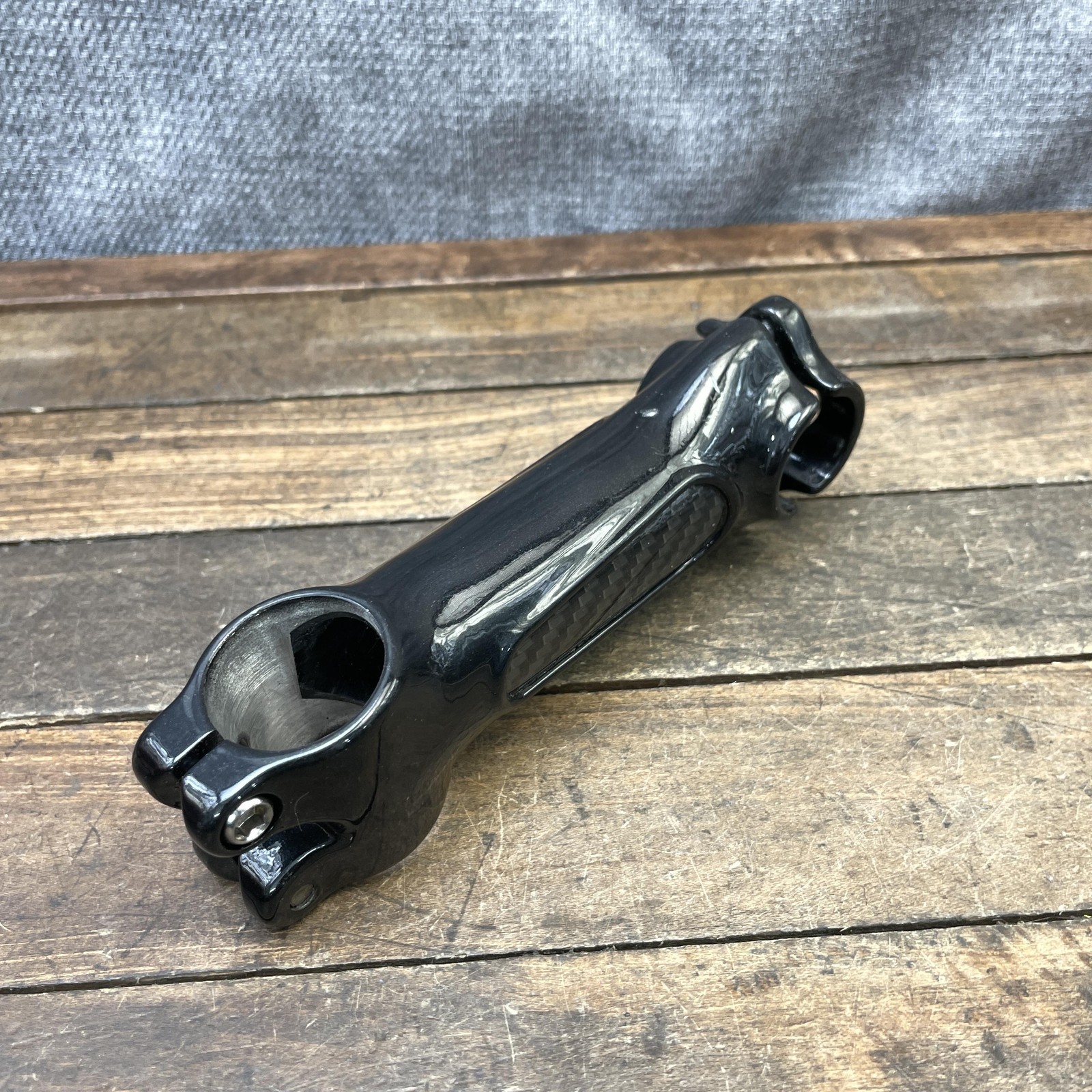 Bike Stem 1 1/8 Threadless Black Carbon Fiber Center 25.4 mm Clamp