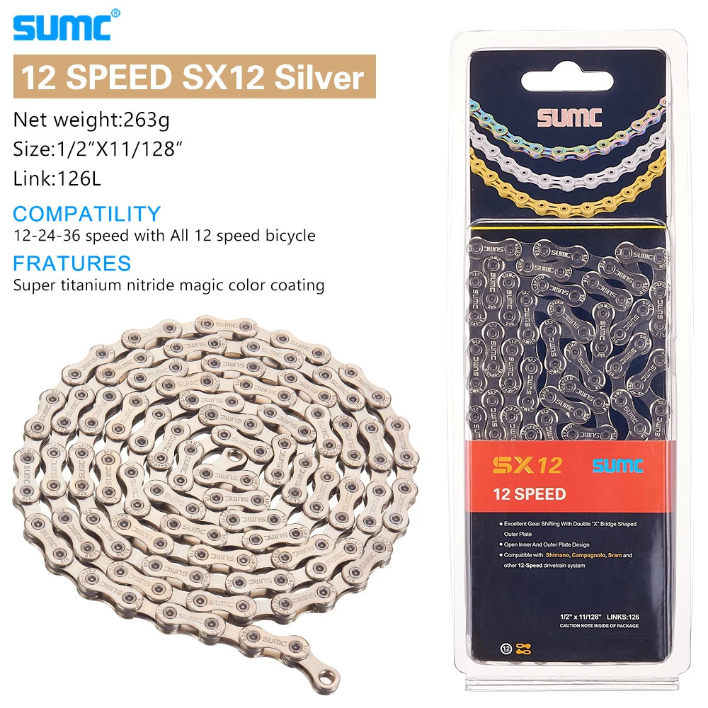 Bicycle Chain 12Speed Diamond Color Bike Chain MTB Mountain Road Bike Ultraligh