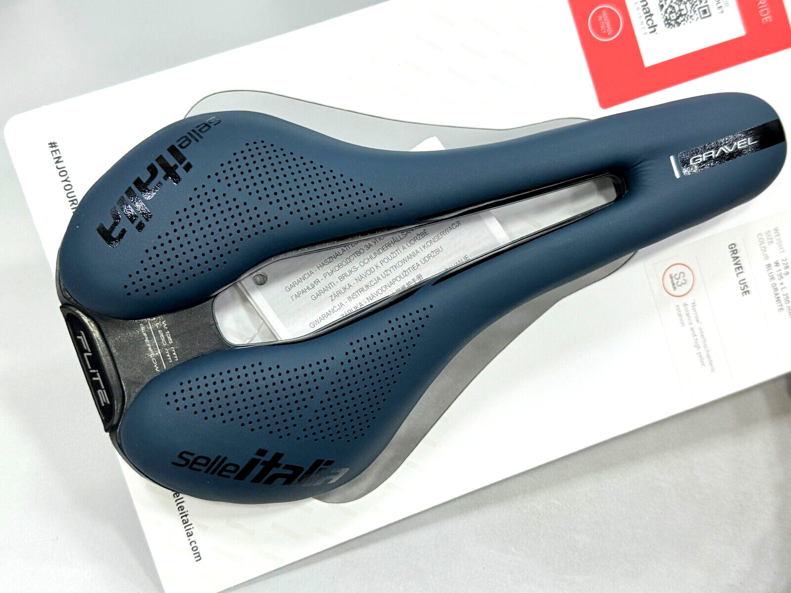 Selle Italia Flite Boost Gravel Ti316 Superflow S3 135x250mm Saddle Blue Granit