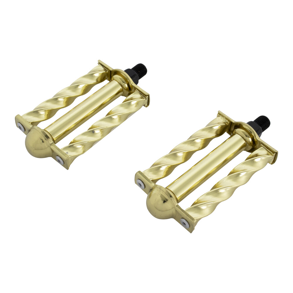 GENUINE OG LOWRIDER BICYCLE SQUARE TWISTED STEEL PEDALS 1/2 IN GOLD