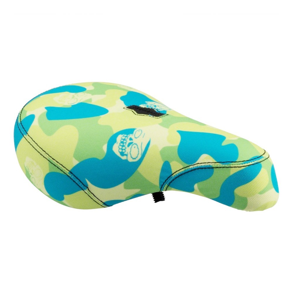 RARE Sunday Camosweep Fat Pivotal BMX Seat – Green Blue – Bicycle Padded Saddle
