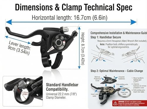 3X7 Speed Bike Shifter Brake Levers Combo, 21-Speed Integrated Bicycle Gear Shif