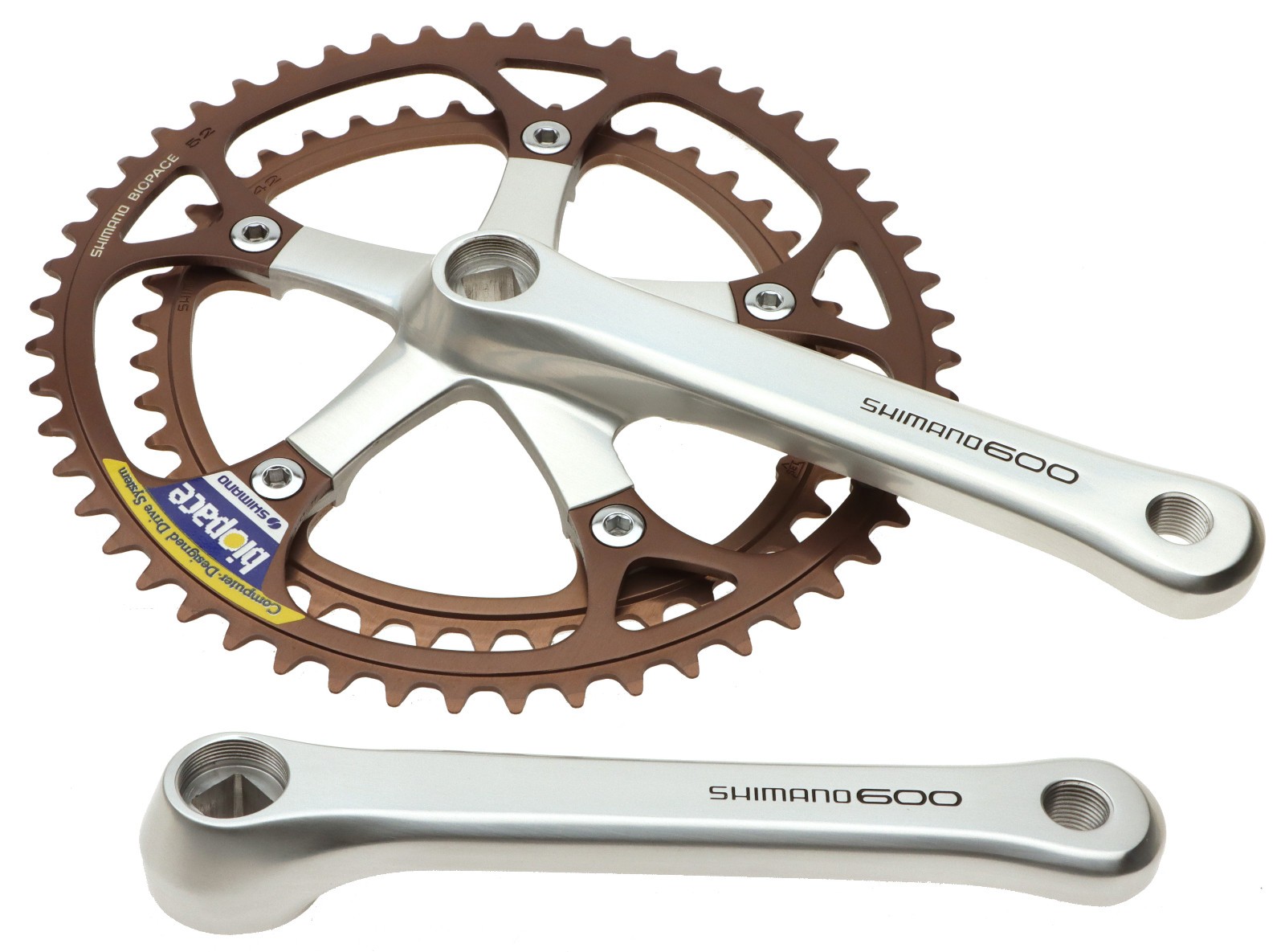 Shimano 600 EX FC-M6207 Biopace 6 Speed Crank w/BB 165mm Silver 52/42 NOS NEW