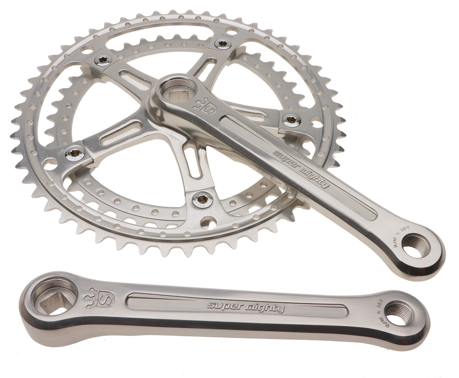 Sugino Super Mighty Victory Crankset 170mm 52/42 6SPD Silver NEW *Repackaged