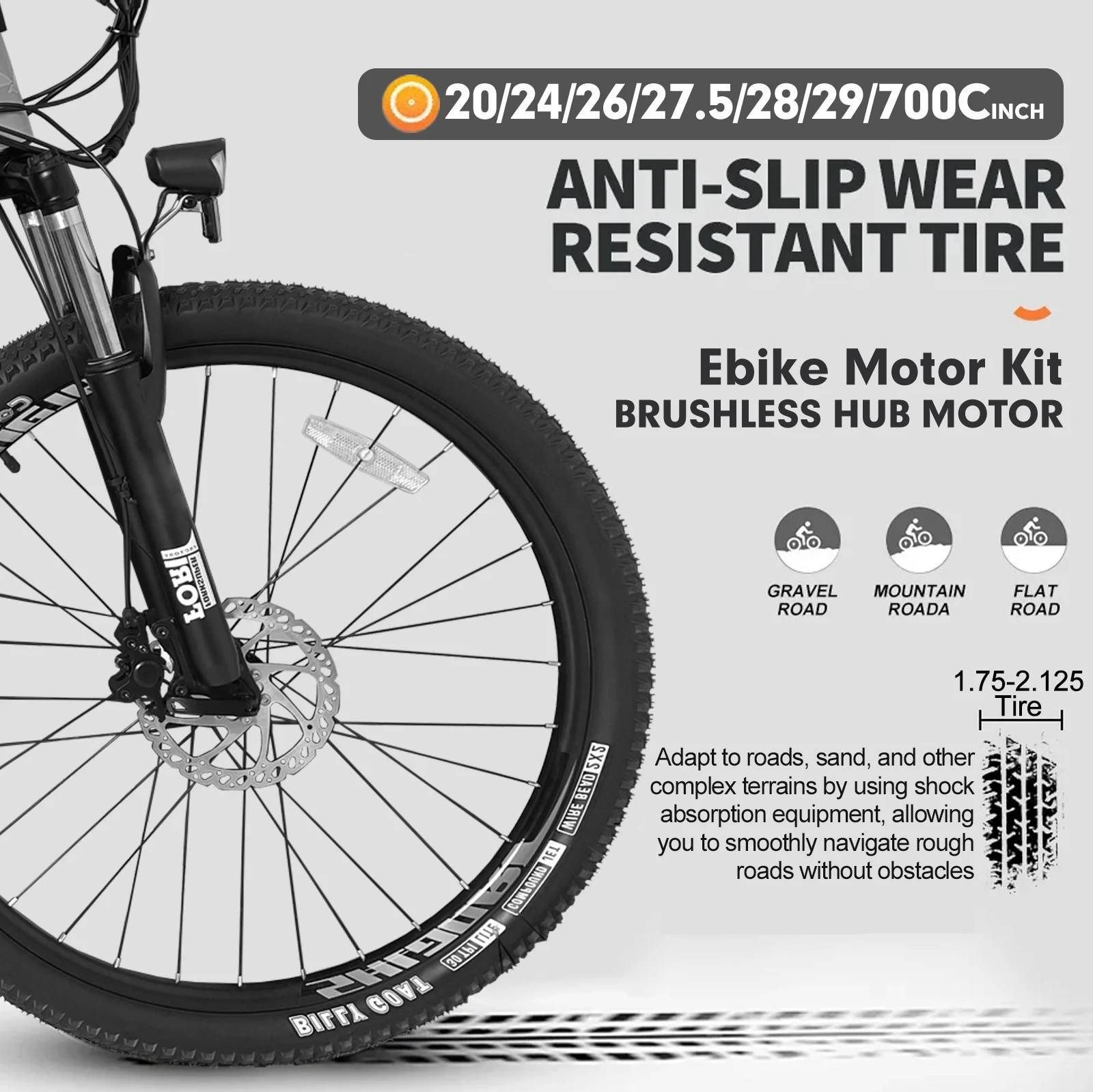 Ebike Bicycle Conversion Kit 72V 3000W Rear Rotate Hub Motor Wheel 20-29In 700C