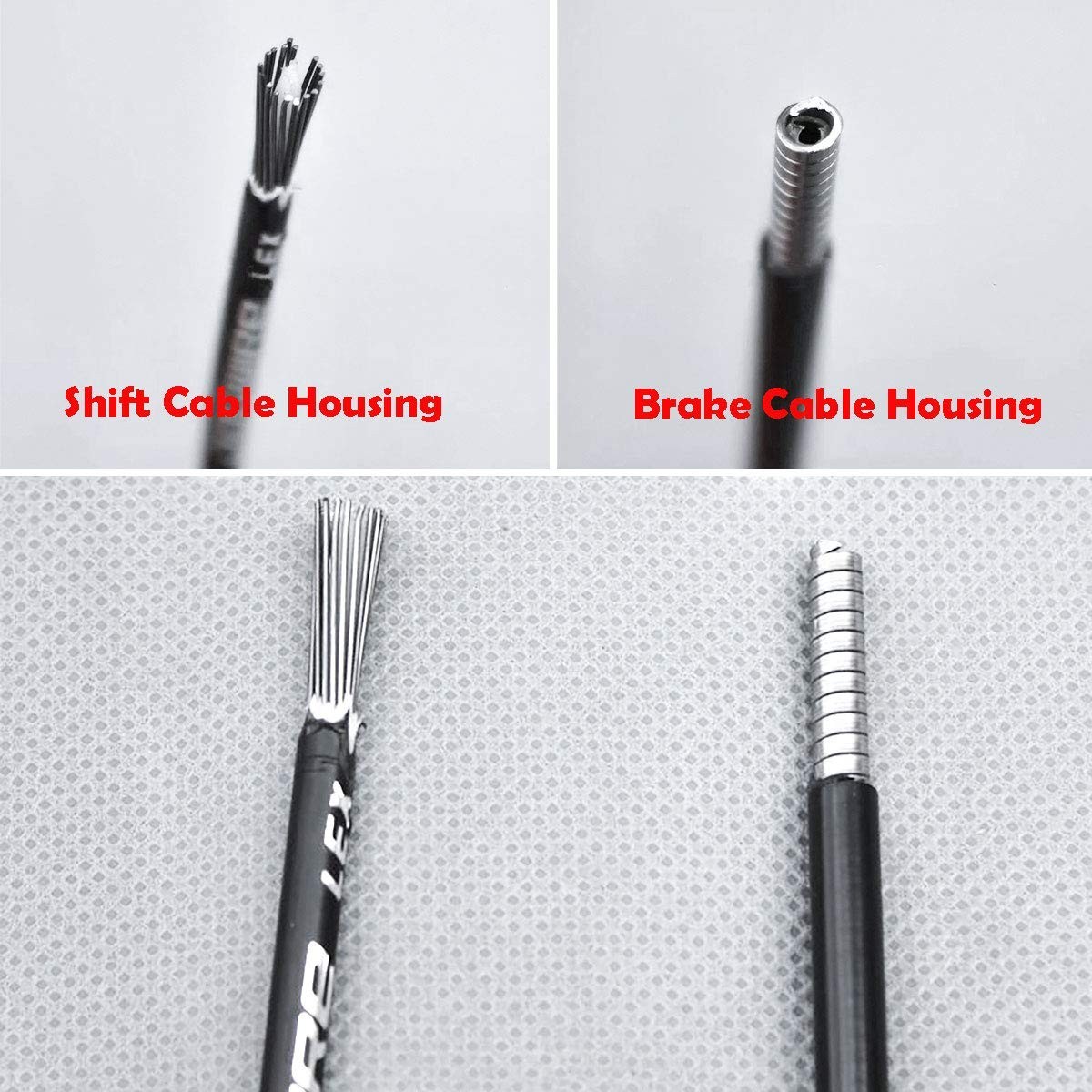 Lined Bicycle Shift Cable Housing 4mm x 50ft + 50 Cable End Caps Kit for MTB/Roa