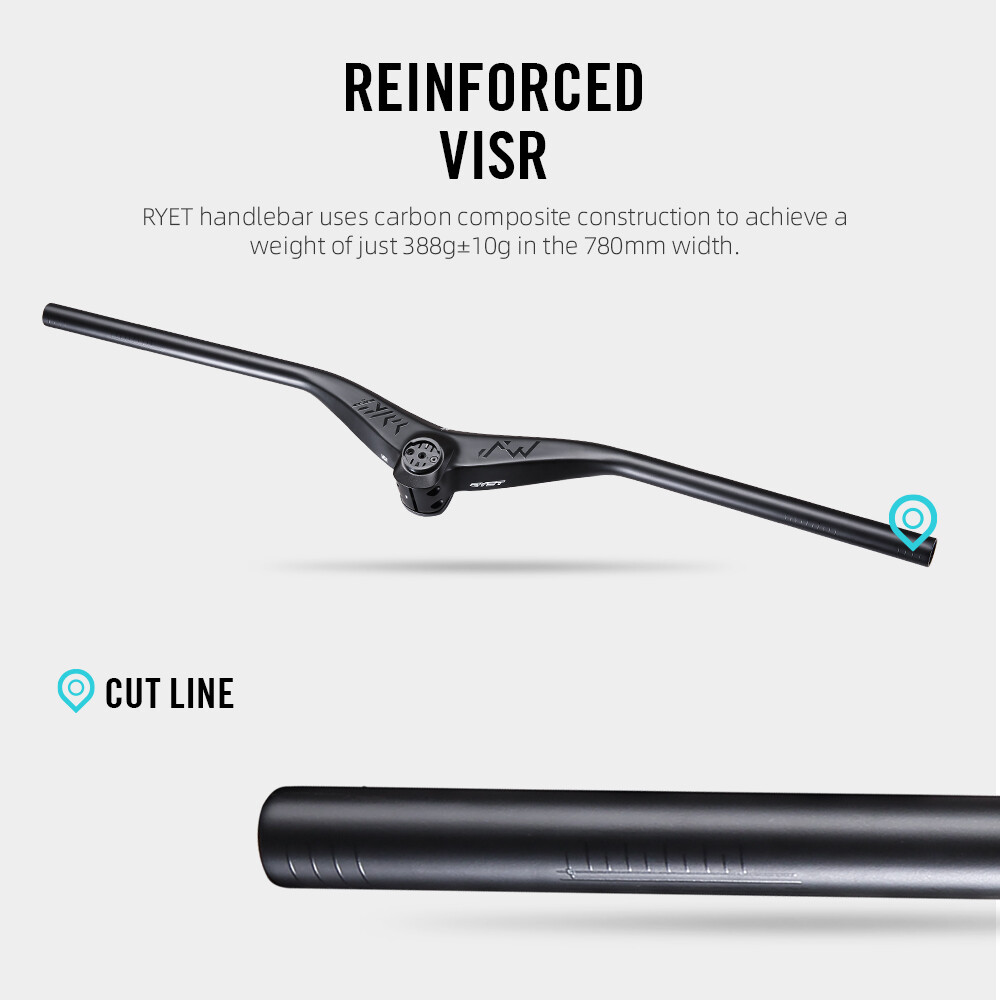 T1000 MTB XC Bicycle Carbon Full Inner Cable Integrated Handlebar 780mm -12°