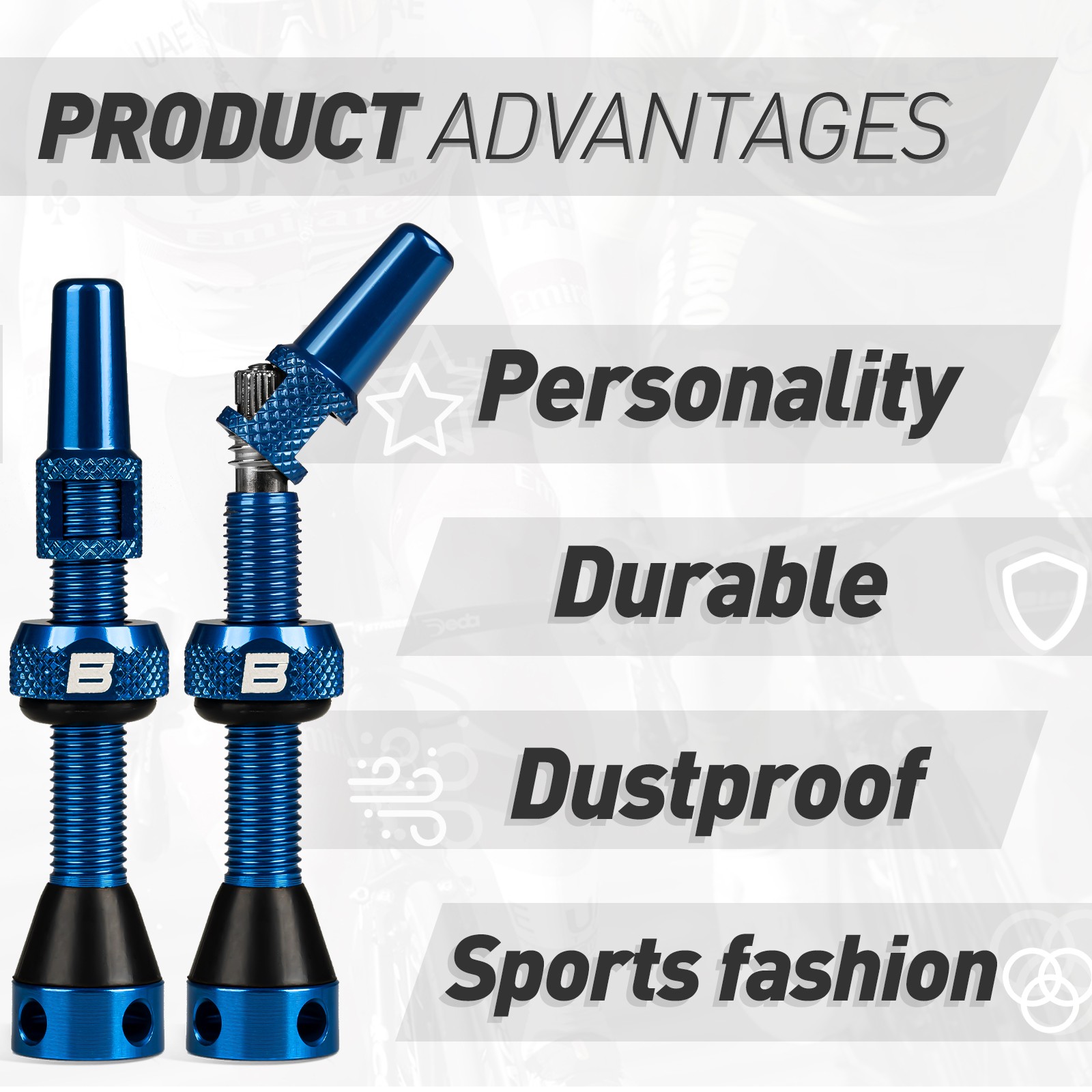 BWSHLF Bicycle Aluminum Tubeless Presta Valve Stem 40/44/55/60/65/80/100mm Blue