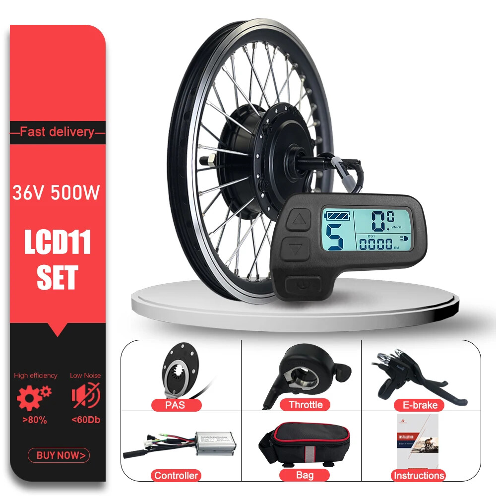36V 48V 500W MTB E-bike Conversion Kit Rear Rotate Hub Motor Wheel 16-29in 700C