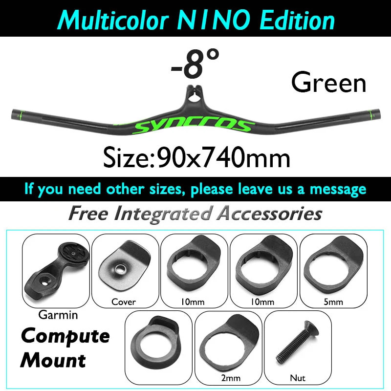 -8/-17/-25 Degree Carbon Fiber Mountain Bike Integrated Handlebar 90*740mm