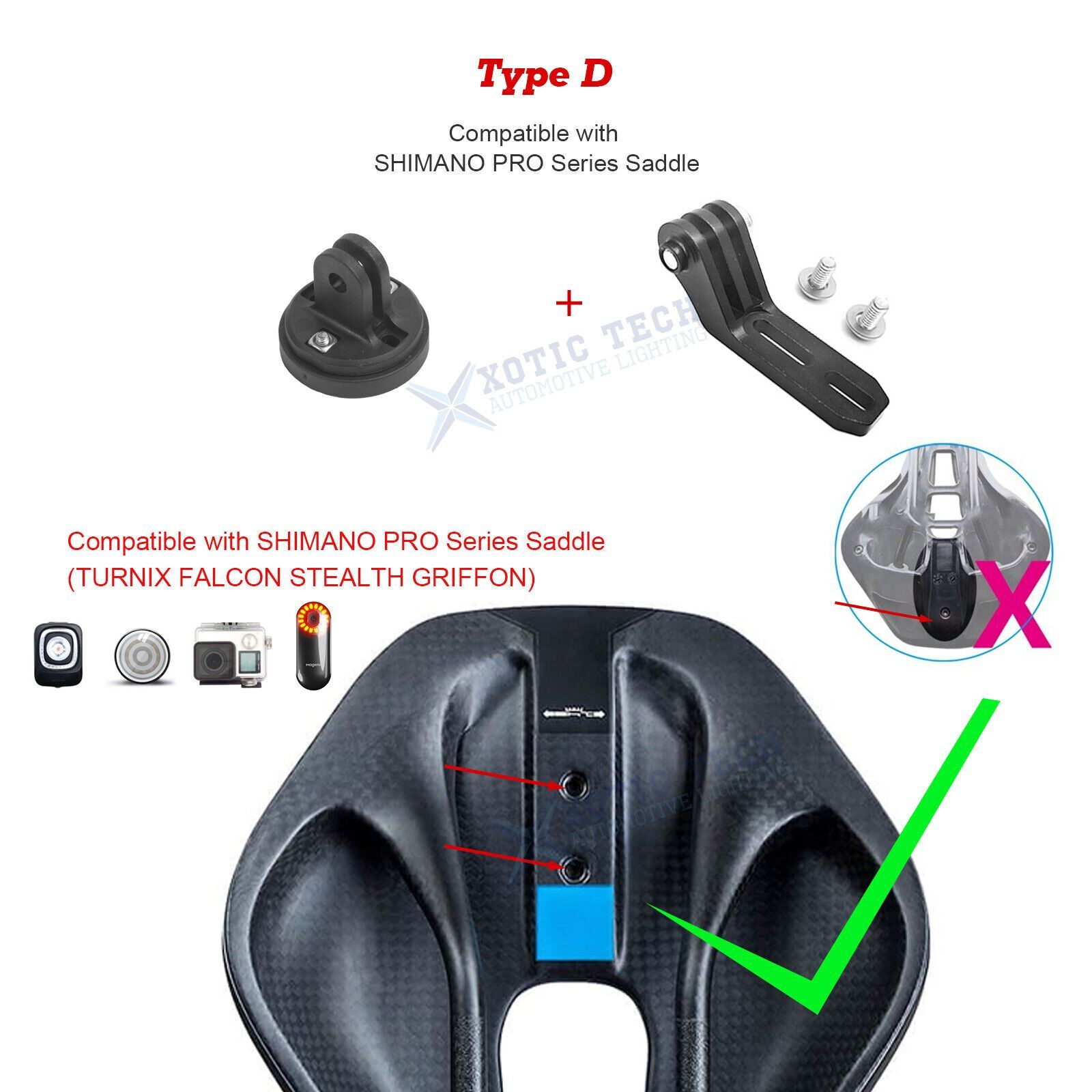 Saddle Clamp Mount for Gopro Garmin Varia RTL515 Radar, SWAT LYNX TREK STEALTH