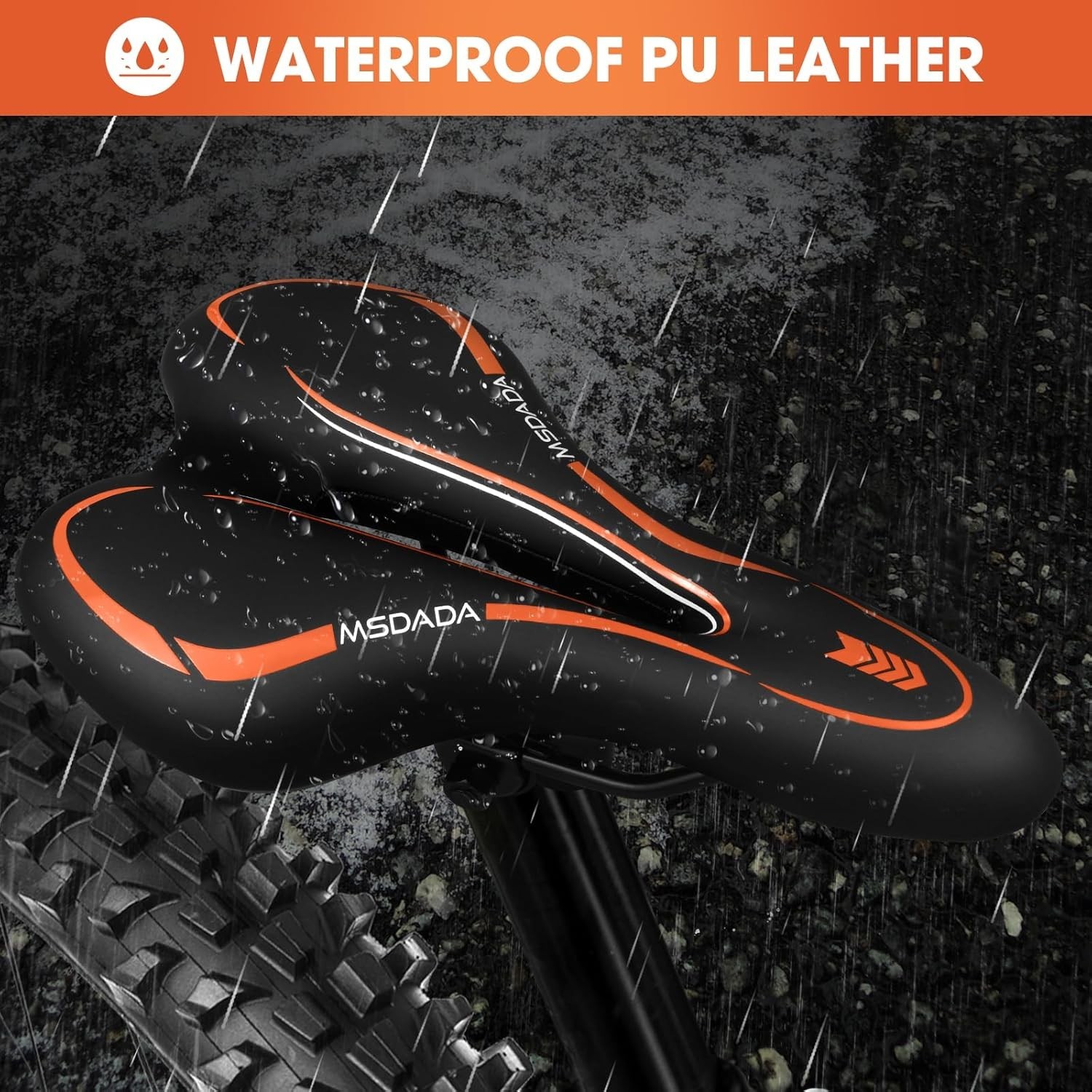 Gel Bike Seat – Comfortable Bicycle Saddle with Extra Soft Cushion Padded Orange