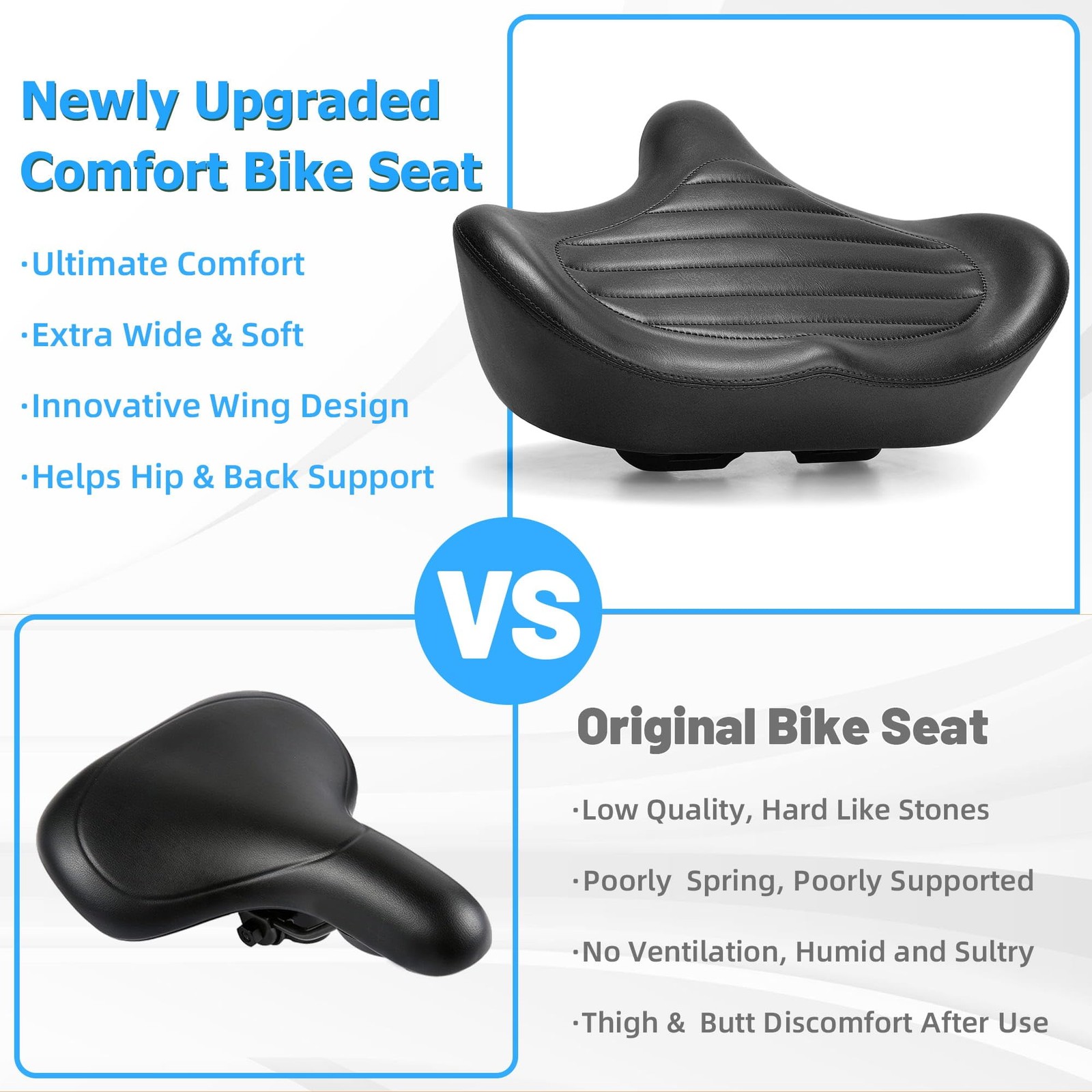 CDYWD Oversized Bike Seat for Men & Women Comfort, Extra Wide Bicycle Seat Cu…